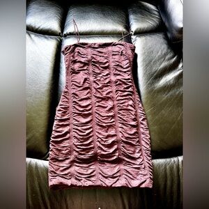 Ruched Minidress | Size Small | Back Cutout | Purple